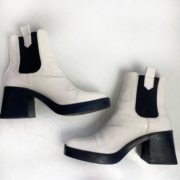 Nasty Gal Faux Leather High Platform Chelsea Boots Size 10 - Picture 5 of 9